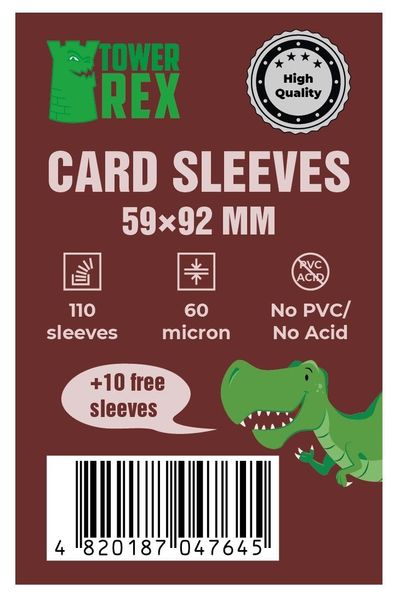 Протектори для карт Tower Rex (59 х 92 мм, Card Sleeves, 110 шт.) (STANDART) TRXSL11 фото