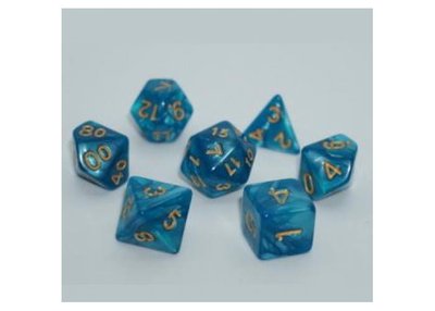 Набір кубиків Pearl 7 Dice Set - Light blue (w-gold) g7dpearl15 фото