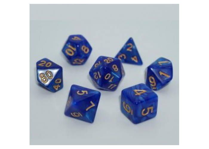 Набір кубиків Pearl 7 Dice Set - Blue (w-gold) g7dpearl11 фото