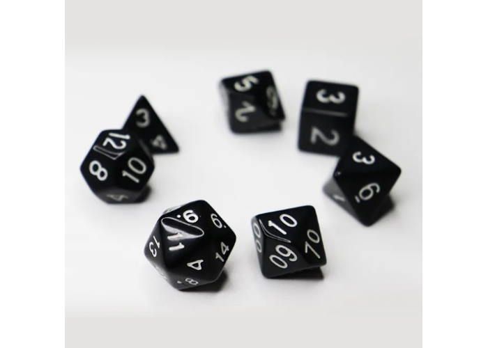 Набір кубиків Opaque 7 Dice Set - Black (w-white) g7dopaq04 фото