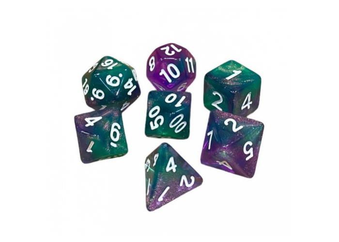 Набір кубиків Double Color Glitter 7 Dice Set - Green-Pink g7dglitdc11 фото