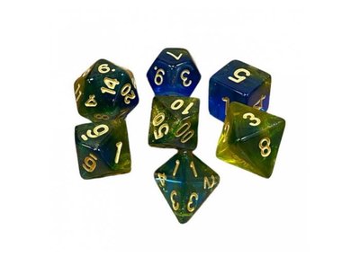 Набір кубиків Double Color Glitter 7 Dice Set - Blue-Yellow g7dglitdc08 фото