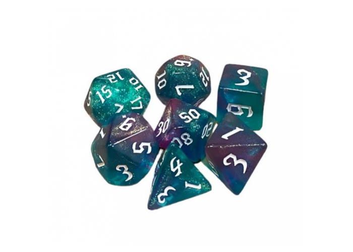 Набір кубиків Double Color Glitter 7 Dice Set - Aqua-Purple g7dglitdc02 фото