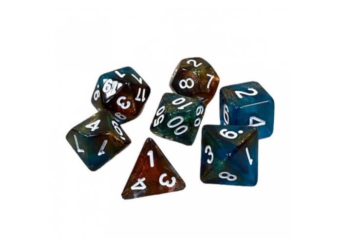 Набір кубиків Double Color Glitter 7 Dice Set - Red-Blue g7dglitdc10 фото