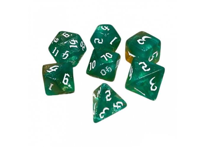 Набір кубиків Double Color Glitter 7 Dice Set - Aqua-Gold g7dglitdc04 фото