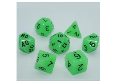 Набір кубиків Glow in the dark 7 Dice Set - Light green  g7dglow03 фото