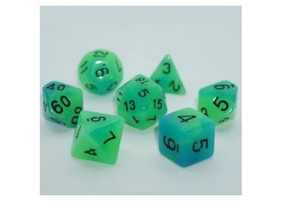 Набір кубиків Double Color Glow in the dark 7 Dice Set - Green-Blue g7dglowdc02 фото