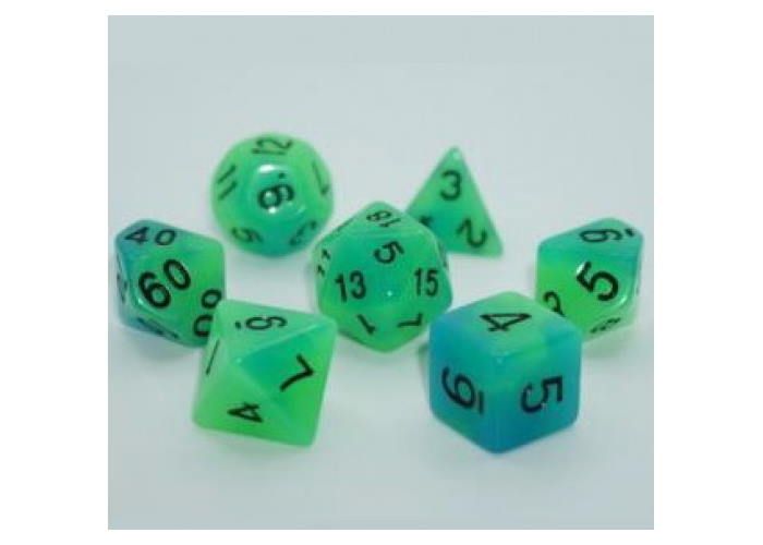 Набір кубиків Double Color Glow in the dark 7 Dice Set - Green-Blue g7dglowdc02 фото