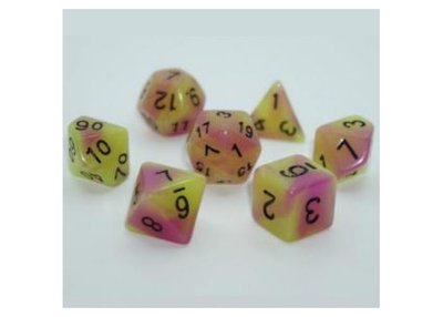 Набір кубиків Double Color Glow in the dark 7 Dice Set - Yellow-Pink  g7dglowdc04 фото