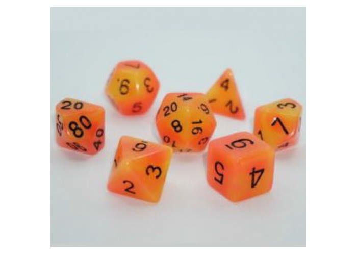 Набір кубиків Double Color Glow in the dark 7 Dice Set - Red-Orange g7dglowdc03 фото